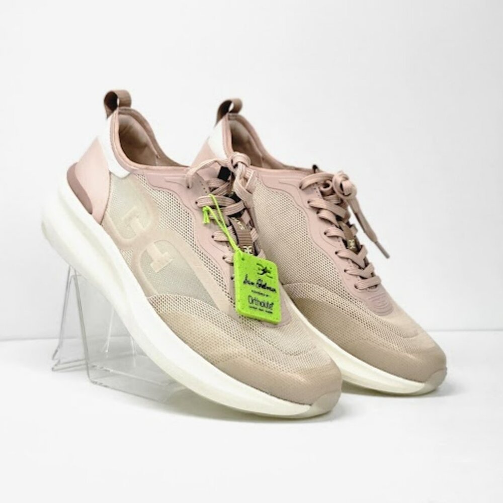SAM EDELMAN Sarita Size 9.5 Rose Beige Mesh Performance Athletic Sneakers NEW